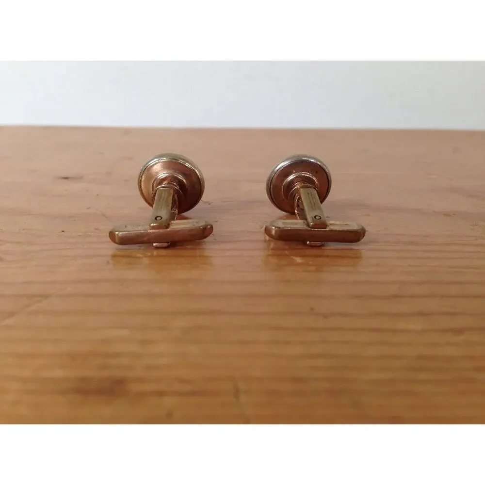 Set of 5 Vintage Abalone Mother of Pearl Brass Cuff Links Bullet and Spring Back